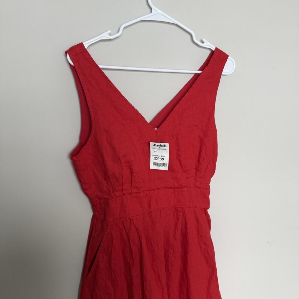 Cynthia Rowley Womens Linen Midi Dress 8 Pockets Lagom Coastal Vacation Resort - Picture 3 of 8
